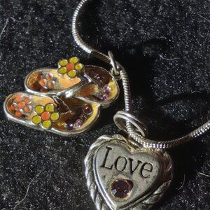 Vintage 925 TH Heart Anklet with xtra Pendant